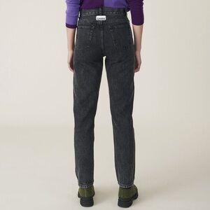 GANNI Washed Black Denim Straight Leg Jeans NWT